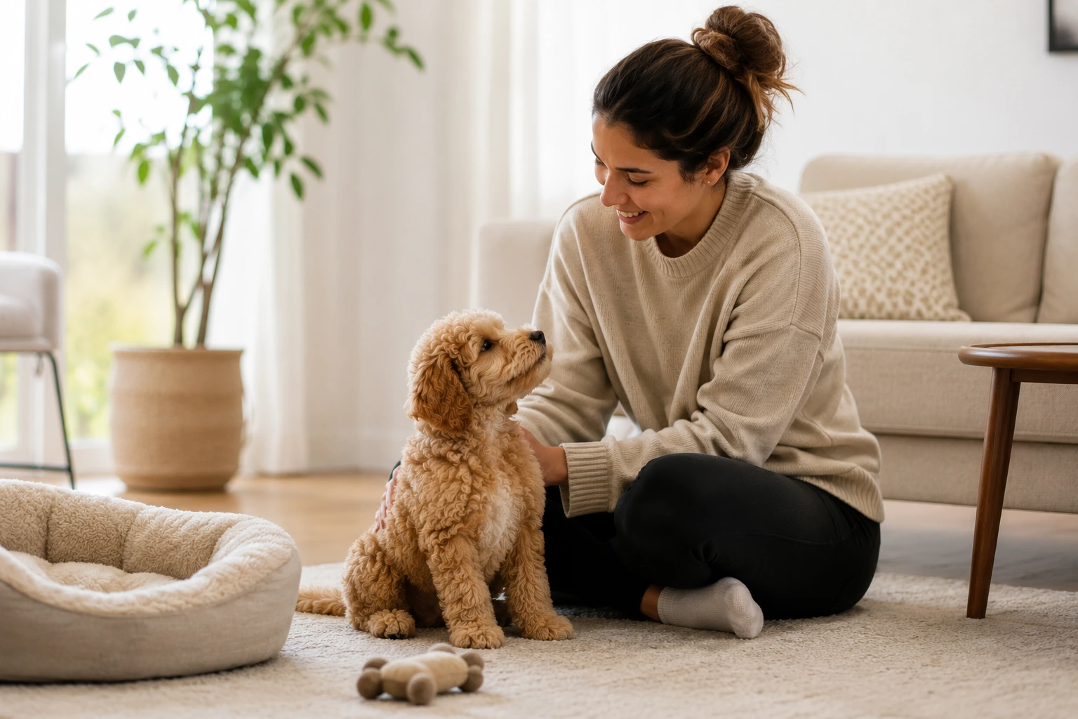 Owner with Oodle puppy